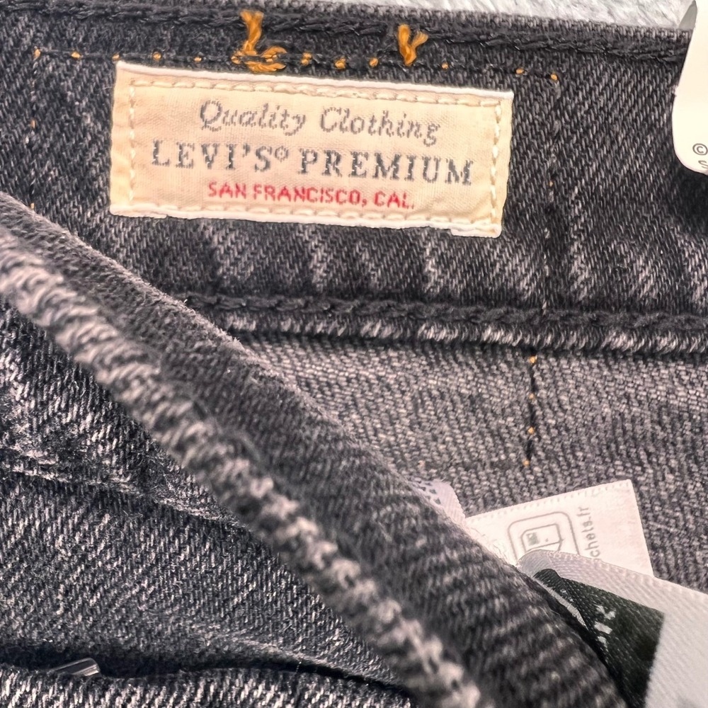 Levis Premium Ribcage Straight Ankle Jeans Womens 30 Super High Rise Black Denim - Picture 10 of 12